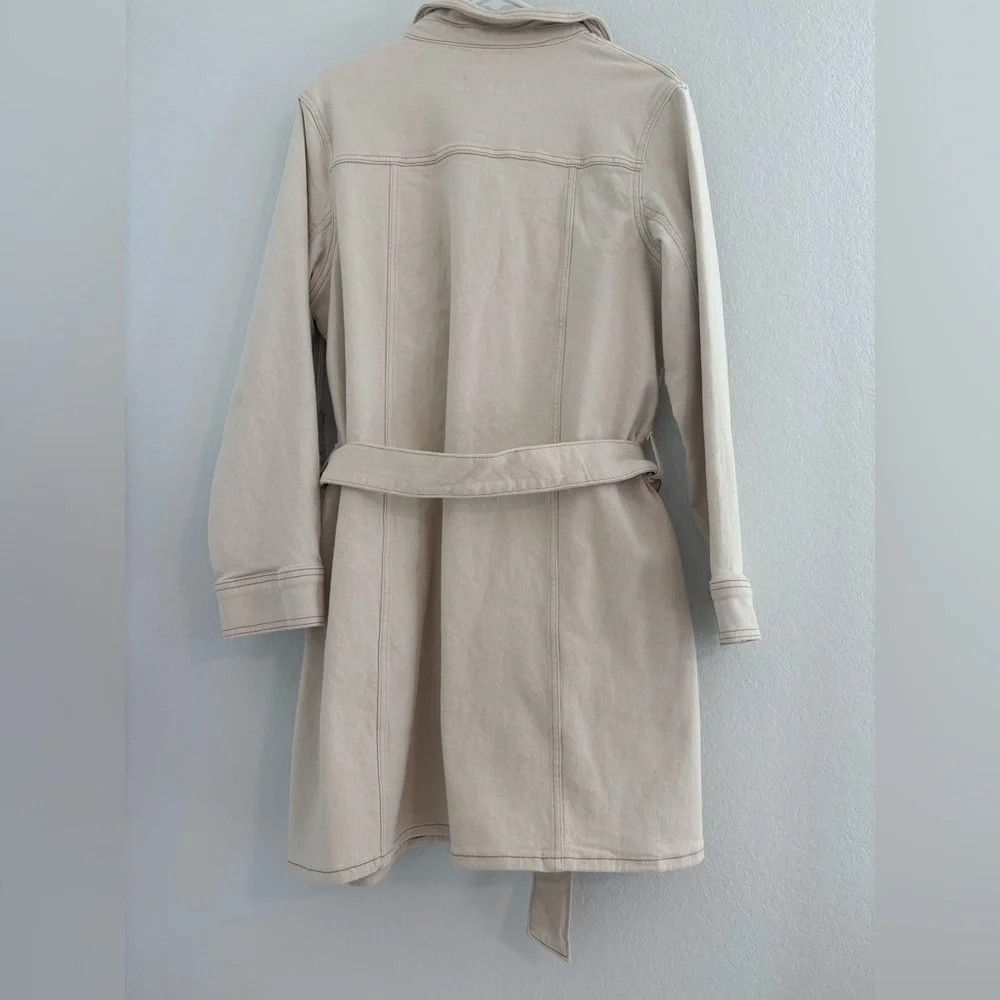 a.n.a Belted Denim Shirt Dress Ecru Size Large New NWT - Picture 11 of 14